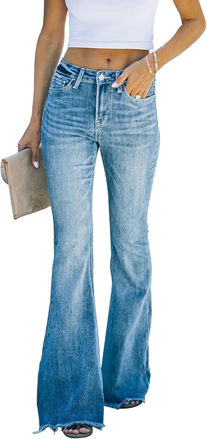 Leg Bootcut Jeans Stretchy Denim Pants